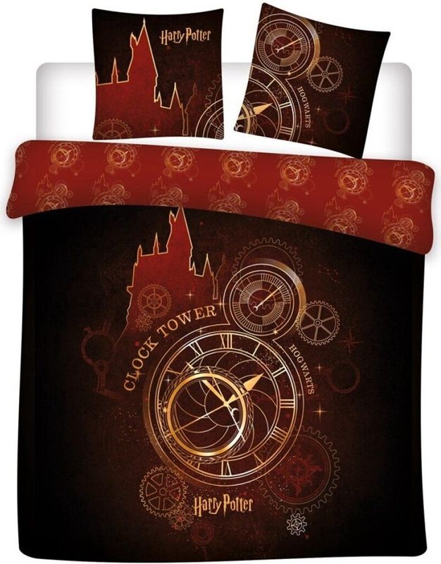 Harry Potter - Clock Tower - Dekbedovertrek - Rood - Lits Jumeaux - 240 x 220 cm - Polykatoen