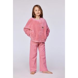 Woody Meisjes-Dames sweater en broek roze - maat S