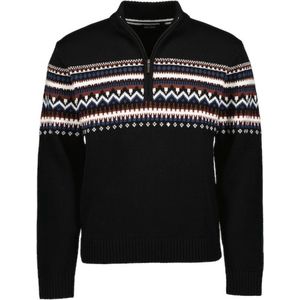 Blue seven heren - Trui 376461 zwart print korte rits maat M