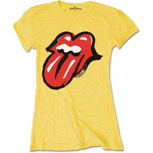 The Rolling Stones Dames Tshirt -L- No Filter Tongue Geel