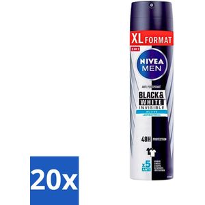 Nivea - Deospray - Men - Invisible Black & White Active - 250 ml - Bulkverpakking - 20 stuks