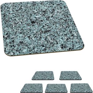 Onderzetters voor glazen - Blauw - Zwart - Graniet - Kristal - 10x10 cm - Glasonderzetters - 6 stuks