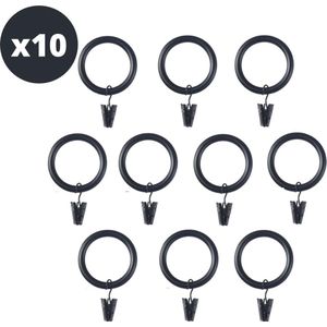 GEON Gordijnringen - Gordijnringen met klem - 38 MM - Zwarte Design - 10 STUKS