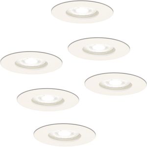 6x HOFTRONIC Bari - Waterdichte inbouwspot - LED - Rond zaagmaat 70mm - Wit - Dimbaar - 5 Watt - 350 lumen - 230V - 6400K Daglicht wit - Verwisselbare GU10 - Plafondspots - Inbouwspot voor badkamer en buiten - 2 jaar garantie