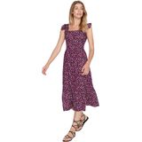 Trendyol Lila Bloemenprint Vierkante Kraag A-Lijn Viscose Midi Geweven Jurk Twoss20El3331