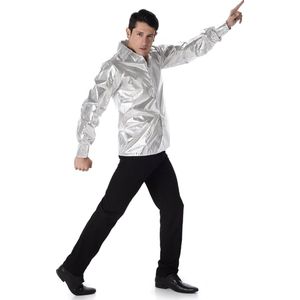 Vegaoo - Zilverkleurig disco shirt voor volwassenen