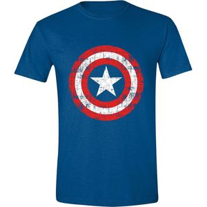 Captain America - Cracked Shield Men T-Shirt - Navy - XXL