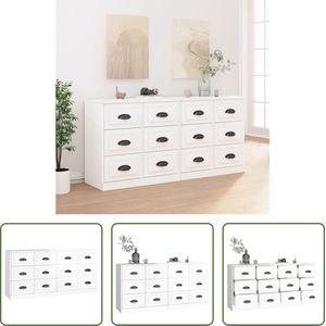 The Living Store Dressoir - Hoogglans wit - 70 x 35.5 x 67.5 cm - Set van 2