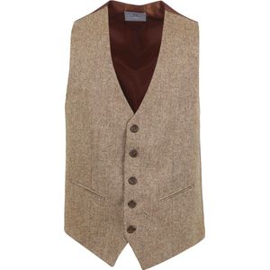 Suitable Gilet Tweed Beige - Maat 48 - Heren