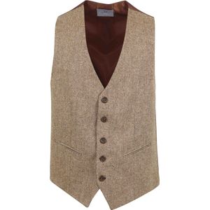 Suitable - Gilet Tweed Beige - Heren - Maat 48 - Modern-fit