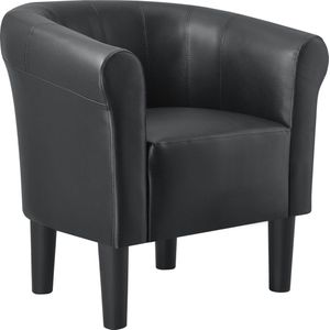 In And OutdoorMatch Kuipstoel Hilma - Kuipfauteuil - Kunstleer - 70x70x58 cm - Zwart - Comfortabele stoel - Luxe design