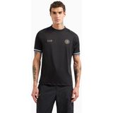 EA7voor mannen. 7M000256_AF13537 Zwart technisch gebreid voetbal T-shirt (XL), Casual, Sportief, Meerdere sporten, Polyester, Korte mouwen