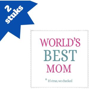 Akyol - world's best mom brillendoekjes - Mama - moeder - moederdag cadeautjes - verjaardagscadeau - kado - 17,8 bij 17,8 cm - 2 stuks