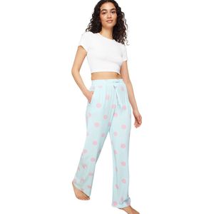 Trendyol Blauw-Veelkleurige Polkadotstropdas Gedetailleerde Viscose Geweven Pyjamabroek Thmss24Pj00032