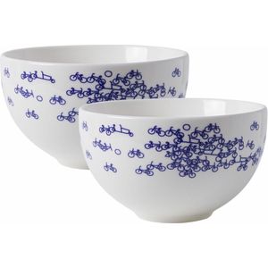 Heinen Delfts Blauw Yoghurtschaal De Blauwe Fiets 2 stuks