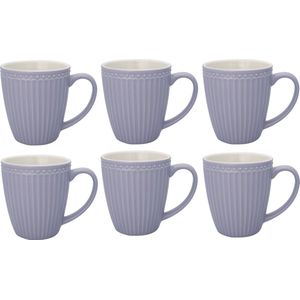 GreenGate Koffiemokken Alice Lavender 350 ml - Set van 6 Stuks