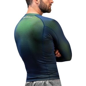 Hayabusa Fusion Long Sleeve Rashguard - Blauw/Groen - maat S