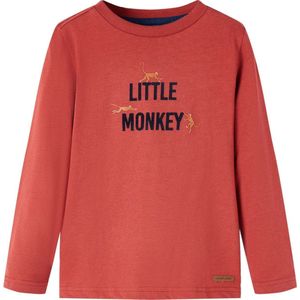 vidaXL - Kindershirt - met - lange - mouwen - 116 - roodbruin