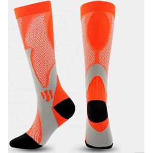 Compressiekousen heren L/XL 41-46 - Oranje - Heerlijke kousen voor paardrijden - hardlopen - fietsen etc. warme voeten en goede doorbloeding