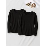 Envie de fraise - Set van 2 - Zwangerschaps T-shirts - Geribbeld - Ronde Halslijn - Lange Mouwen