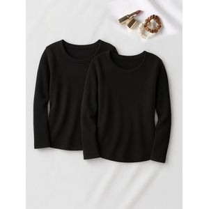 Envie de fraise - Set van 2 - Zwangerschaps T-shirts - Geribbeld - Ronde Halslijn - Lange Mouwen