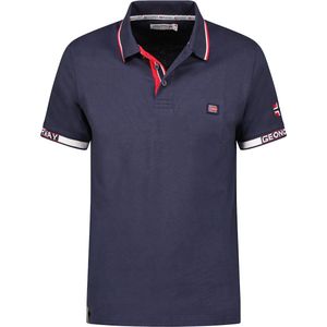Kauge Heren Polo Shirt Geographical Norway Met Print Blauw - S