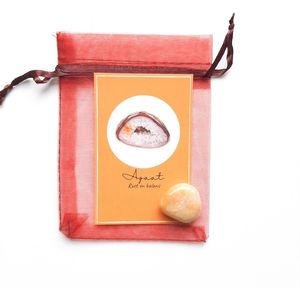 Edelsteen in zakje ''agaat'' trommelsteen, knuffelsteen, natuursteen, giftset, rust en balans