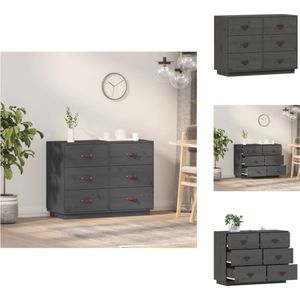 vidaXL Houten Dressoir - Massief Grenenhout - 100 x 40 x 75 cm - Grijs - Keukenkast