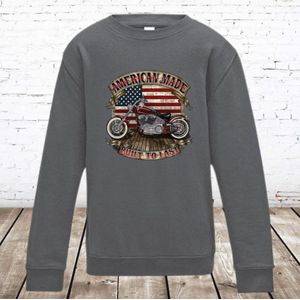 Sweater Amarican Harley grijs -Awdis-122/128-Trui jongens