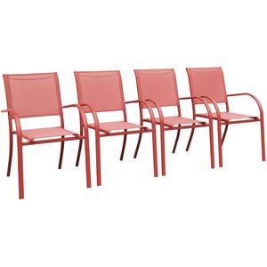 sweeek - Set van 4 stapelbare tuinstoelen taranto van aluminium en textiel, verschillende kleuren, 66 x 55 x 86 cm