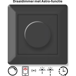 Freelux Draaiknop | Astro Tijdschakelaar | Bluetooth | Led Dimmer | 230VAC - 250VA/1,1A | Signaal mat zwart gelakt