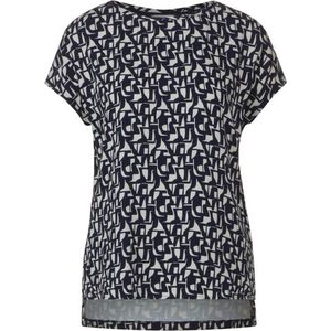 Street One printed mat-mix shirt - Dames T-shirt - deep blue - Maat 40