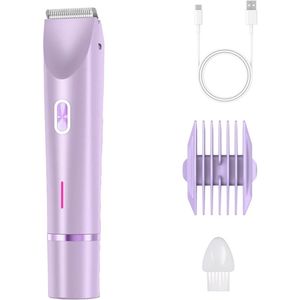 2-in-1 Vrouwen Scheerapparaat - IPX7 Waterdicht - Elektrisch Scheerapparaat - Voor Bikinilijn, Benen, Oksels & Gezicht - Elektrische Ontharing & Trimmen - Paars