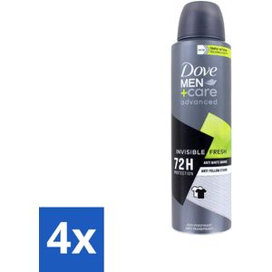 Dove Men+Care Deodorant Spray - Invisible Fresh - 150 ml - Voordeelverpakking - 4 stuks