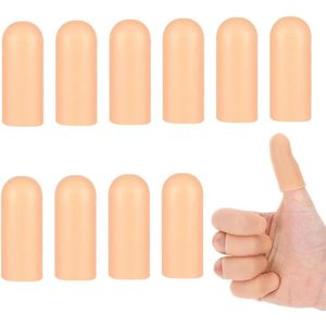 Allecto plus - 10 stuks siliconen vingerbescherming voor handletsel - waterdicht - duim - beige