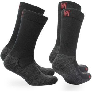 Norfolk Wandelsokken - 2 Paar - 60% Merino Wol Sokken - Anti Blaren Outdoorsokken met Schok Absorptie Demping - Hoge kwaliteit Langdurig Wollen Sokken - Warme sokken - Wandelsokken - Zwart - Maat 35-38 - Leonardo