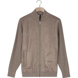 Baileys - Cardigan - Taupe - Zip Front Body - Single Knit met Suedine Applicaties