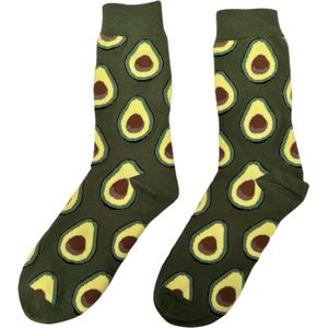 Avocado Sokken - Grappige Sokken - Dames maat 37-41 - Funny Socks Eten - Groen/Vegan