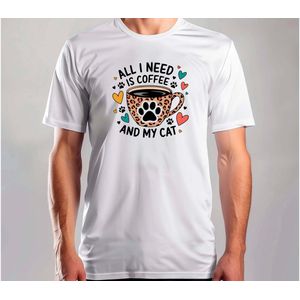 ALL I NEED IS COFFEE AND MY CAT - T Shirt - Funny - SoFunny - Grappig - ZoGrappig - Sarcasm - SarcasticHumor - Sarcasme - Sarcastisch