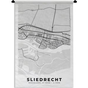 Wandkleed - Wanddoek - Plattegrond - Sliedrecht - Stadskaart - Kaart - 60x90 cm - Wandtapijt