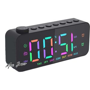 Mrs. Jones Digitale wekkerradio nacht-wekkerradio dubbele wekker 8 kleuren letterdimmer weekdag/weekend 4 helderheidsniveaus snooze volwassenen kinderen tieners diepe .