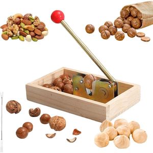 Walnootkraker met hendelfunctie - Groenverstelbare notenkraker met schilmachine - Vork notenkraker - Macadamia noten opener .