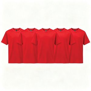 Heren T-shirt Rood - 5 stuks - Goede pasvorm - Basic Blanco Shirt -5 pack -Regular fit - 100% Katoen - Comfortabel - Gildan