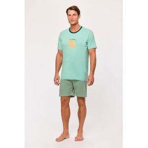 Woody pyjama jongens - luiaard - munt - 251-10-PZA-Z/730 - maat 98