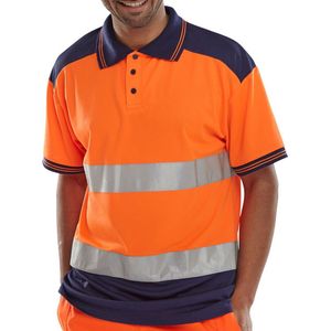 Beeswift BSEEN Polo Shirt - Oranje/Marineblauw - Maat XXL