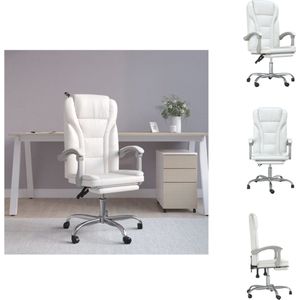vidaXL Verstelbare Bureaustoel - 63x56 cm - Duurzaam Kunstleer - Verstelbare Rugleuning en Voetensteun - Wit - Bureaustoel