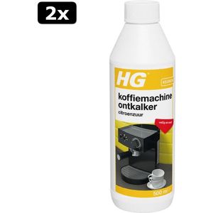 2x HG koffiemachine ontkalker citroenzuur - 500ml - zorgt voor een optimale koffiesmaak - voor 6x ontkalken