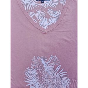 Cocodream dames nachthemd korte mouw - maat S - Wildlife - 100% katoen - roze