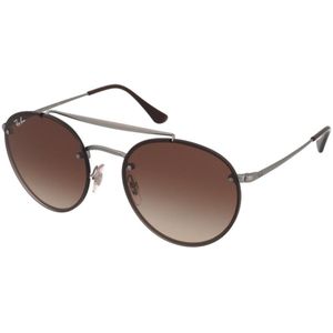 Ray-Ban RayBan Blaze Round Double Bridge zonnebril - bruin montuur met bruine gradiënt lenzen - 54 mm - RB3614N 9144/13 54-18