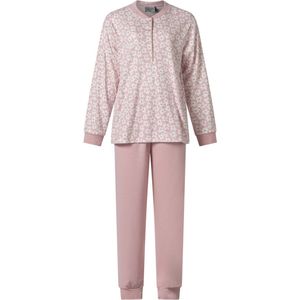 Lunatex - warme dames pyjama 124227 interlock - bloemenprint - roze - maat S